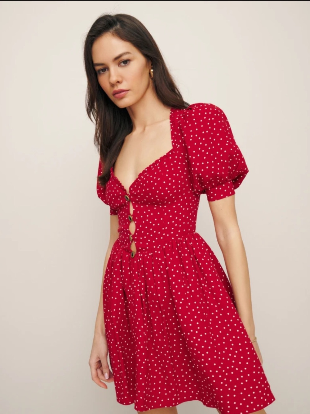 Nikola red polka dot reformation dress